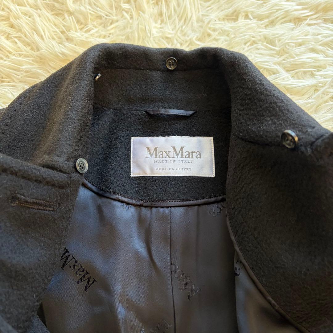 Max Mara 白タグ カシミヤ100% ベルト ロングコート 黒 Lサイズ