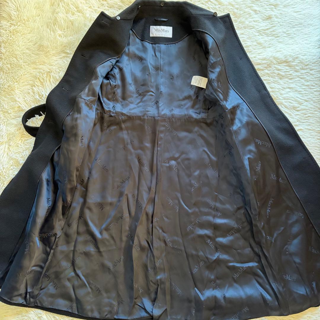 Max Mara 白タグ カシミヤ100% ベルト ロングコート 黒 Lサイズ