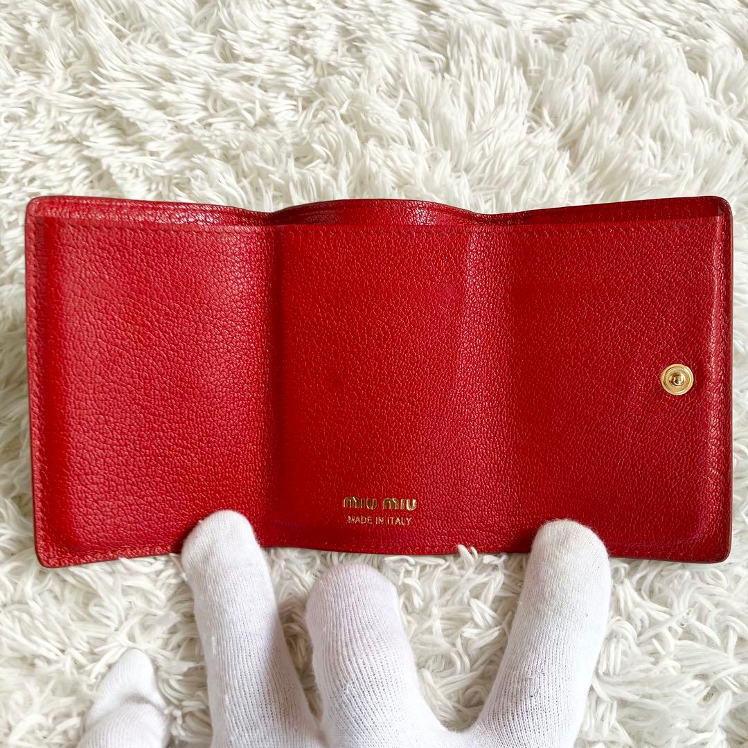 美品✨ミュウミュウ 折り財布 FRIDハート ラブレター 本革 水色