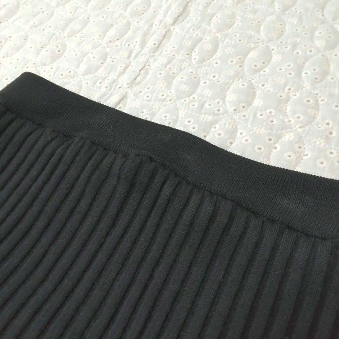 ウィムガゼット★ニットフィットスカート ブラック Iライン リブニットスカート