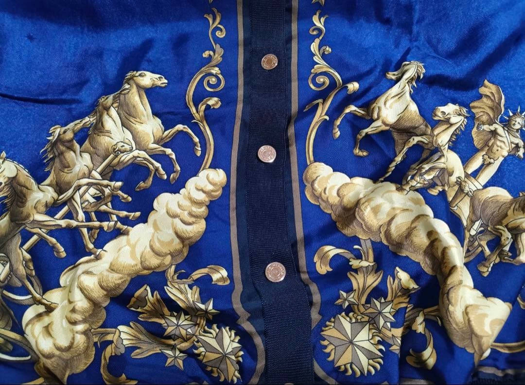 HERMES シルク スカーフデザイン 最上級カーディガン 美品 SALE‼️