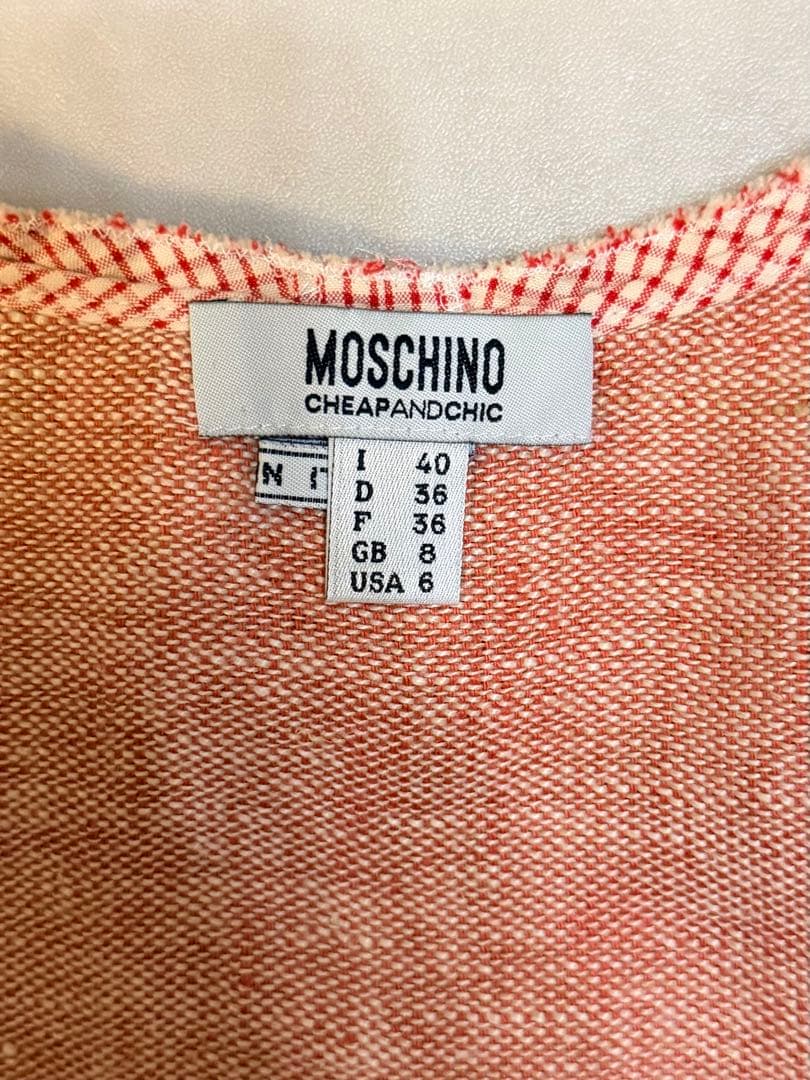 モスキー　Moschino ノースリーブワンピース　赤　リネン　リボン　フリル