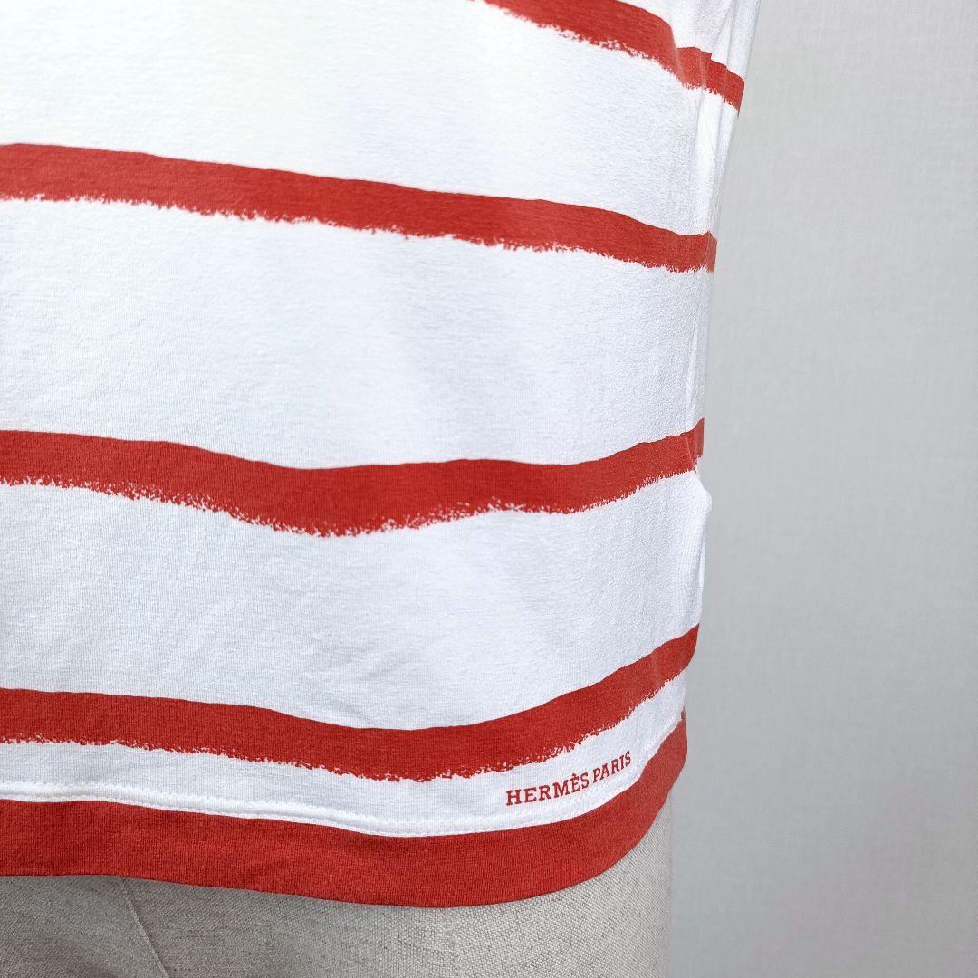 【a1393】HERMES エルメス 美品 半袖 Tシャツ ボーダー M