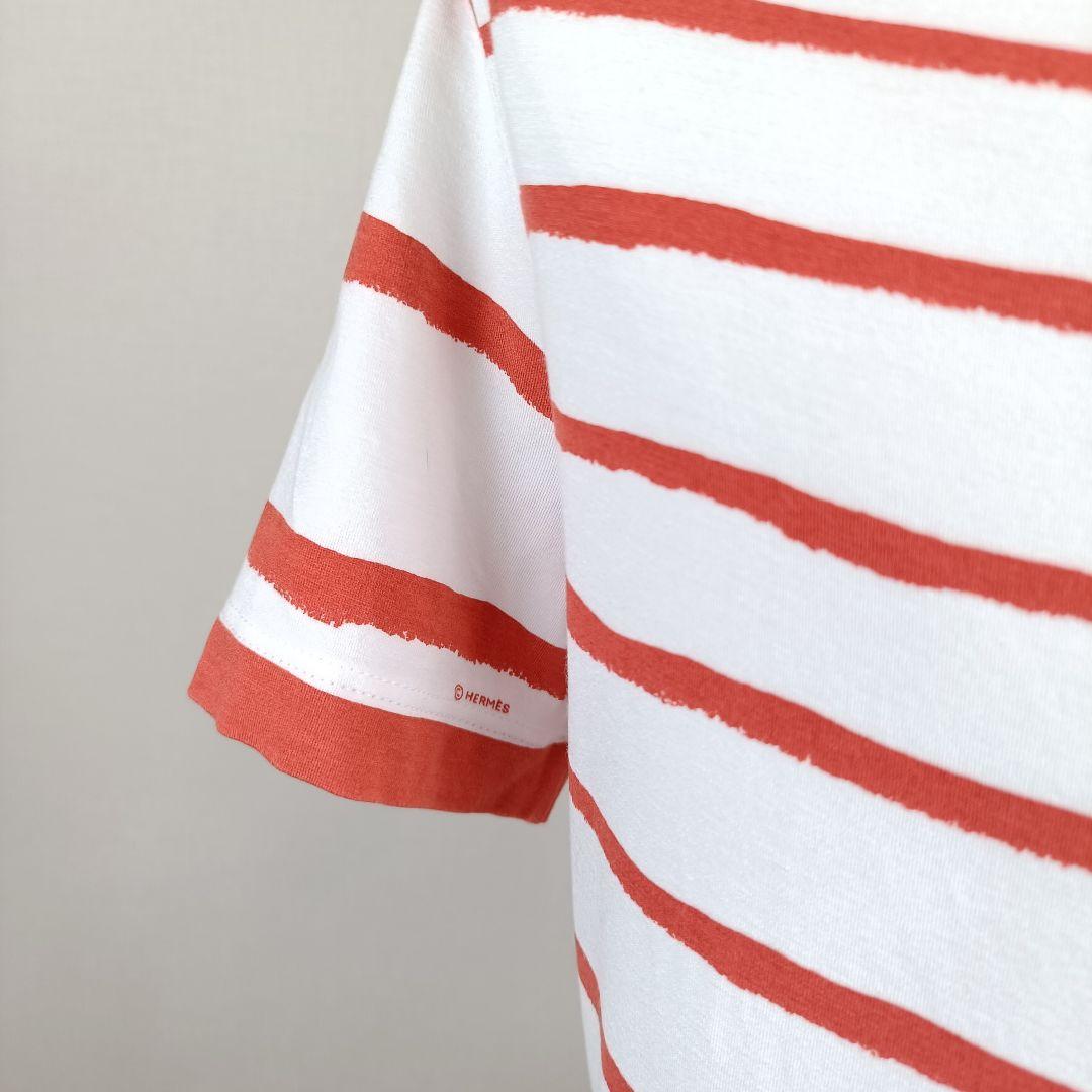 【a1393】HERMES エルメス 美品 半袖 Tシャツ ボーダー M