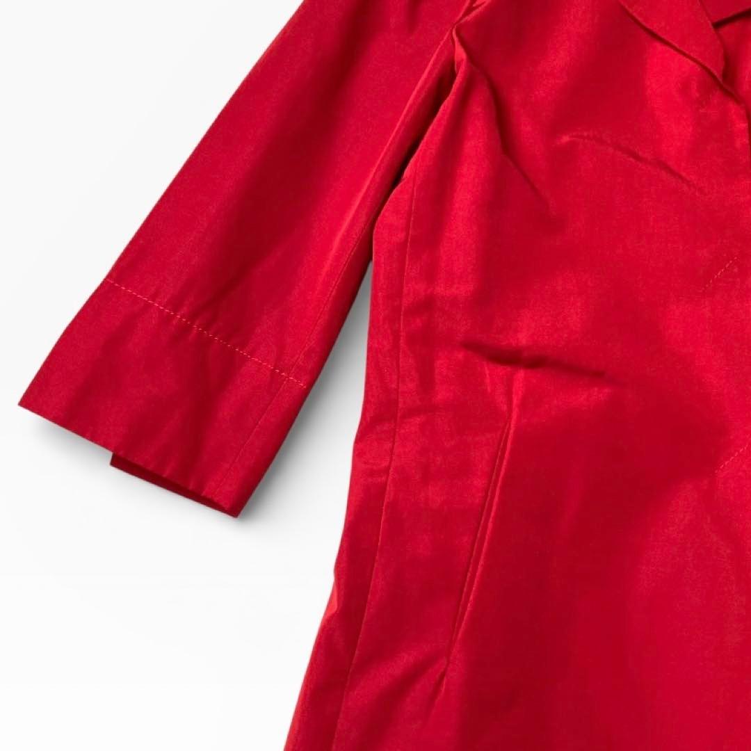 【美品】ヘルノ HERNO 7分袖 スプリングコート 42 レッド イタリア製