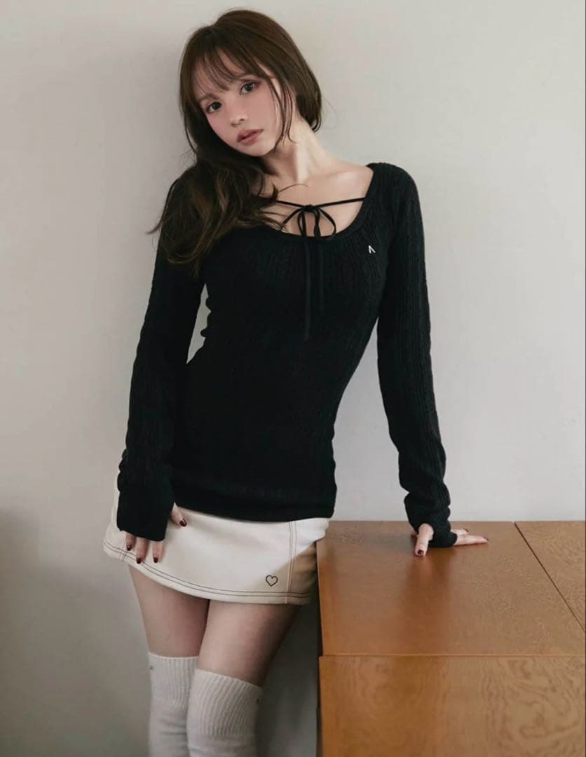 andmary Regina cable mini dress ブラック