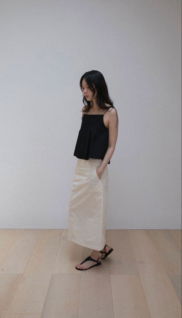 トップス OHOTORO Pleated Cami Top black