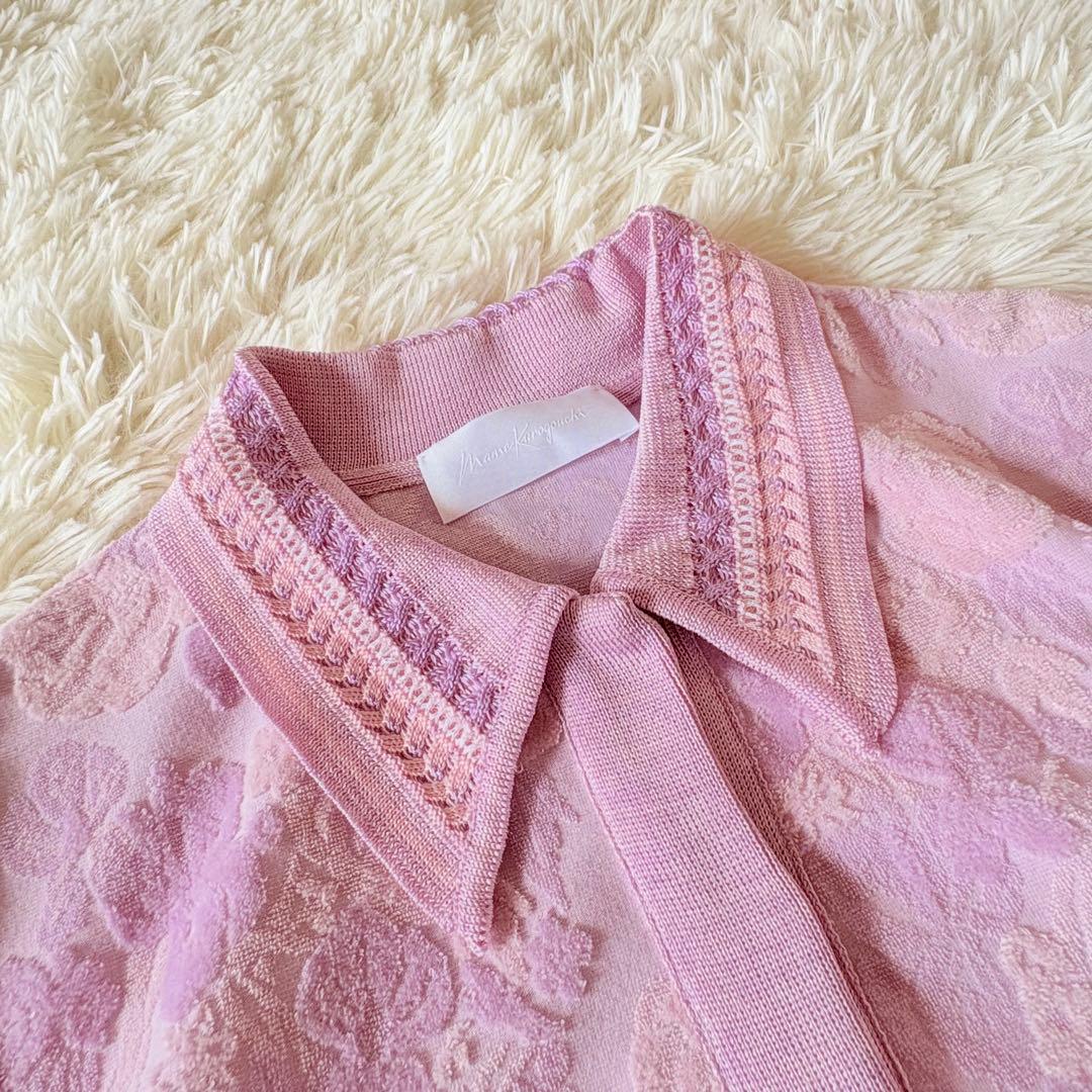 マメクロゴウチ　22年　花柄Velour Jacquard Polo Shirt