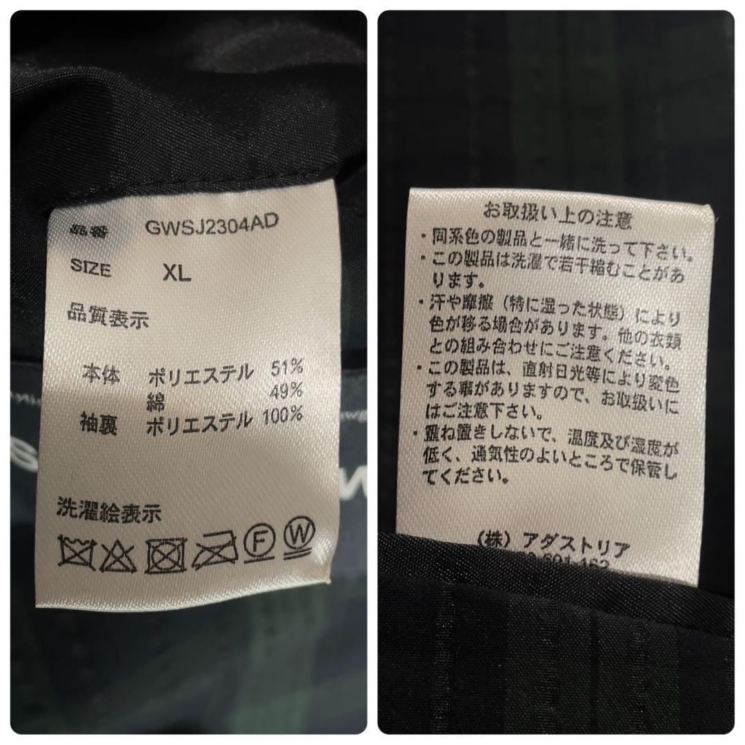 リングヂャケット コットン混紡 チェック テーラードジャケット XL ネイビー