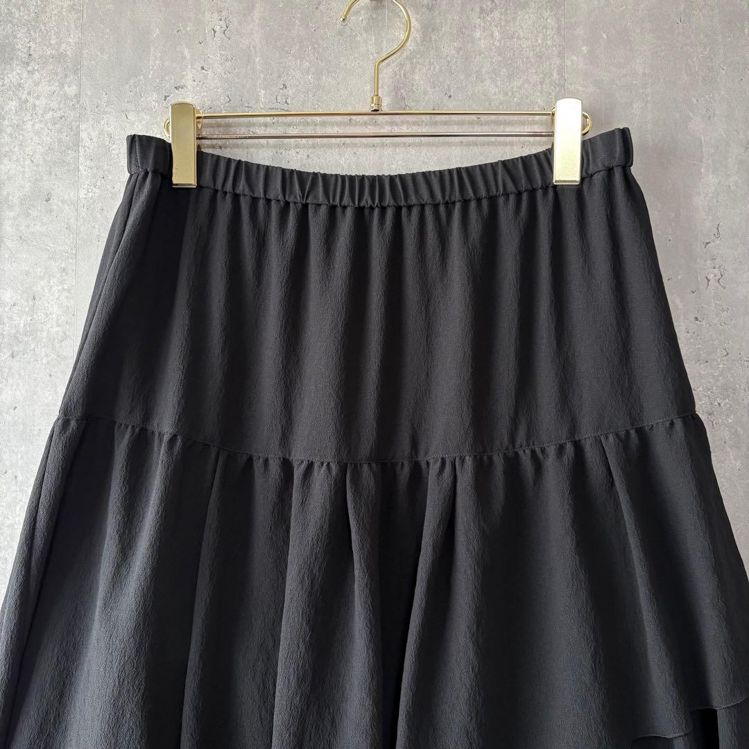 23区 エアリージョーゼット ティアード スカート 黒 大きいサイズ 46 新品