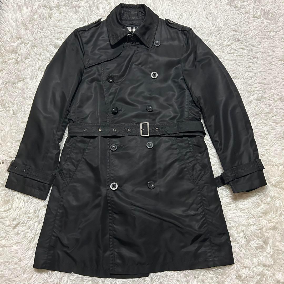 【極美品】バーバリー ブラックレーベル トレンチコート ナイロン 黒 ライナー