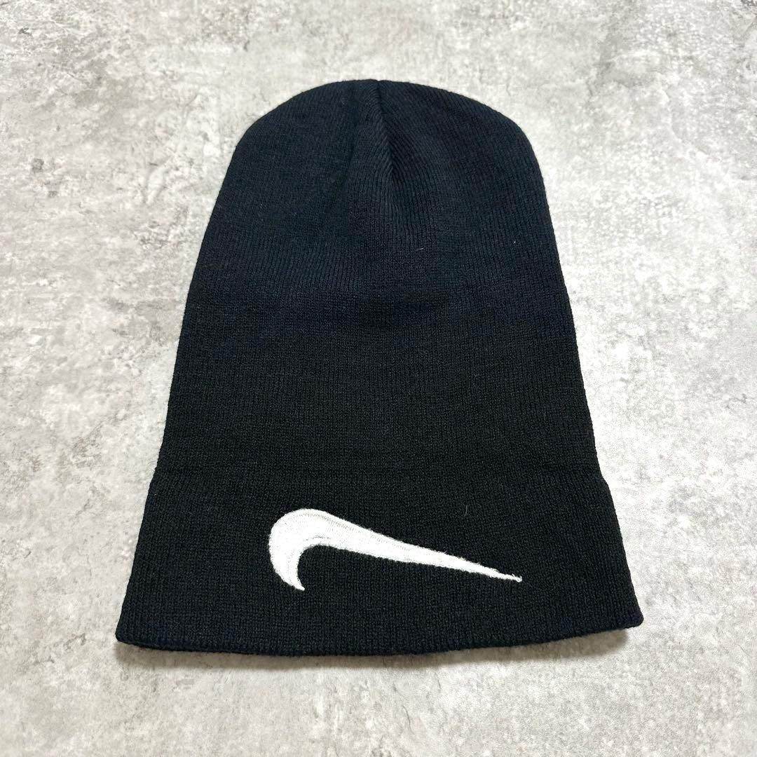 90s NIKE ビッグスウォッシュ ロゴビーニー ニット帽 菅田将暉 ブラック