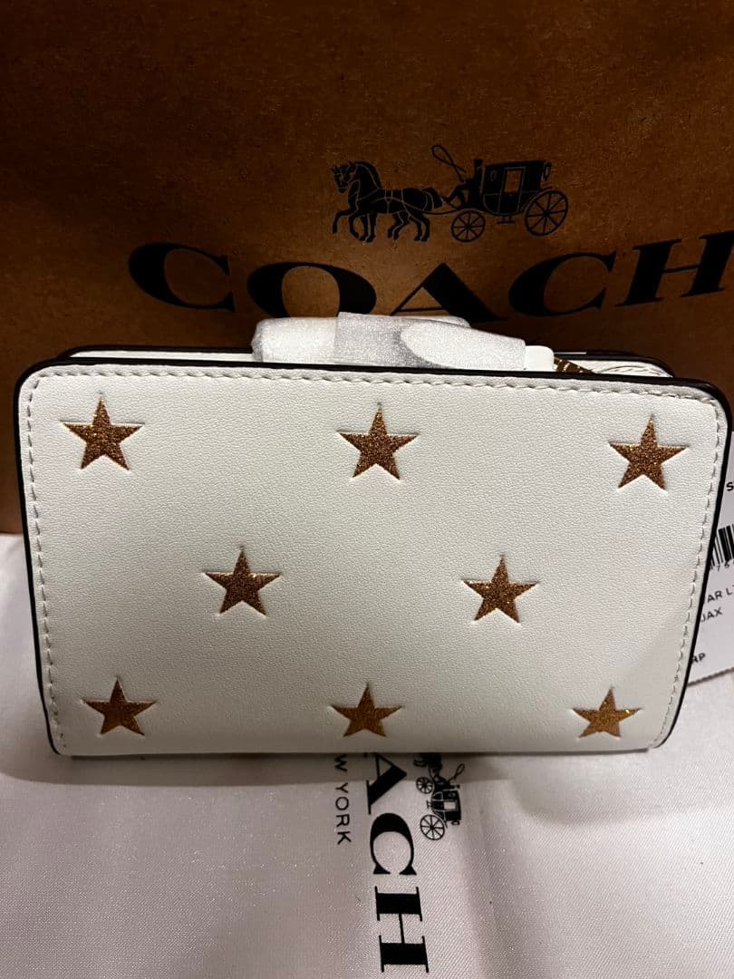 COACH 星柄 ホワイト 二つ折り財布