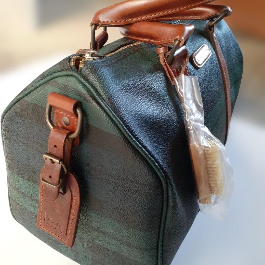 RALPH LAURENボストンバッグ ダークグリーン チェック柄
