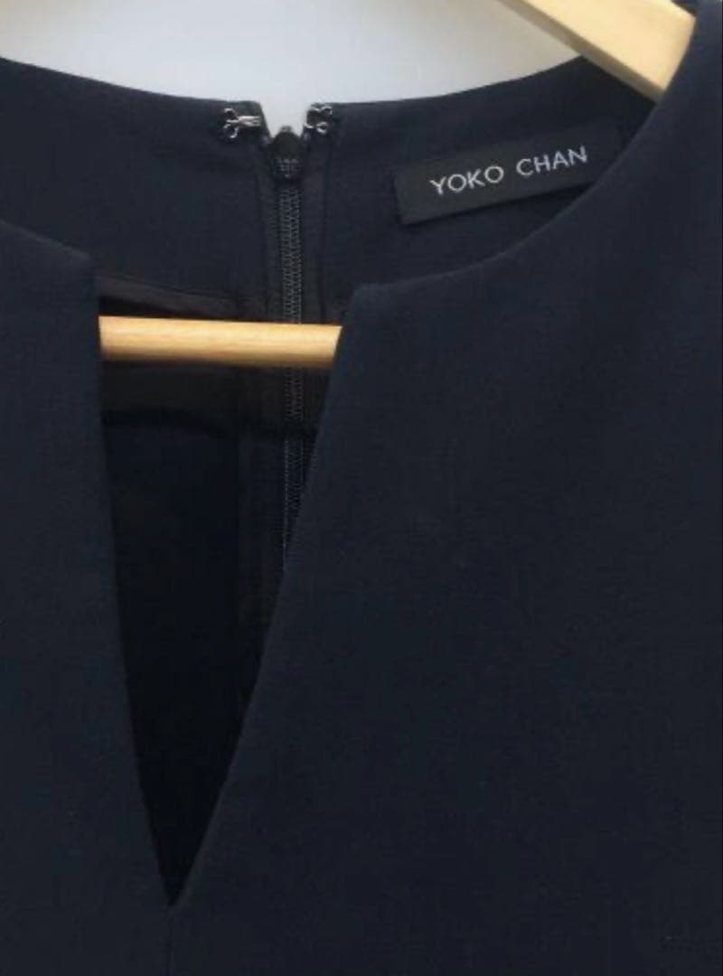 YOKO CHAN ネイビー ひざ丈ワンピース 七分袖