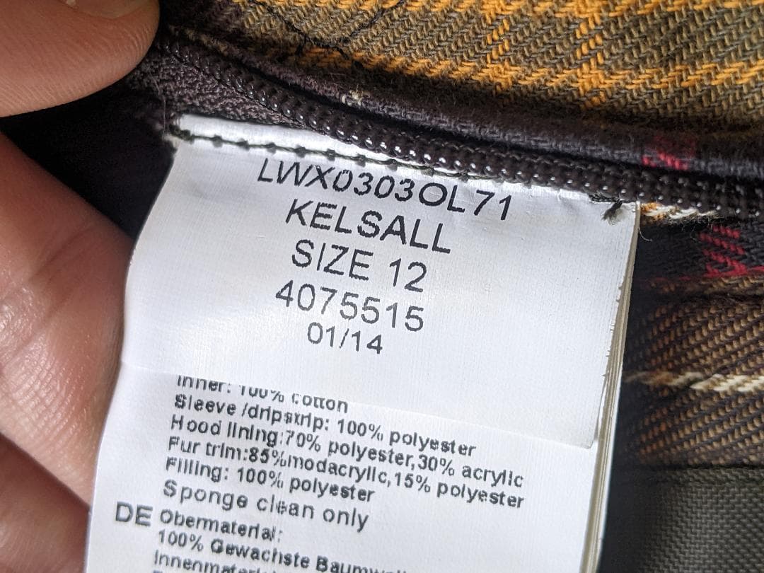 BARBOUR バブアー KELSALL ワックスジャケット 中綿パーカー