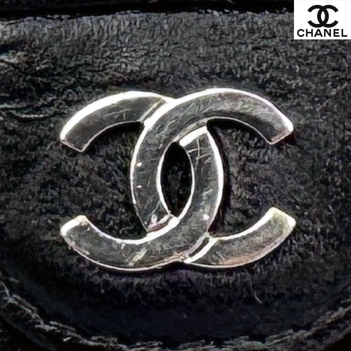 579　CHANEL シャネル　ラムスキンマトラッセ　Wホック　三つ折りミニ財布
