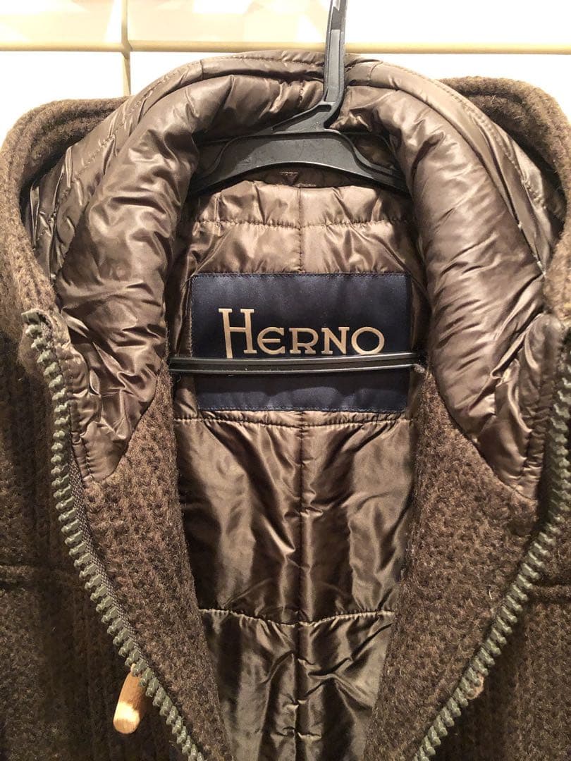 希少美品！HERNO 44 S ダッフルコート ニット　中綿　カーキ　ダウン