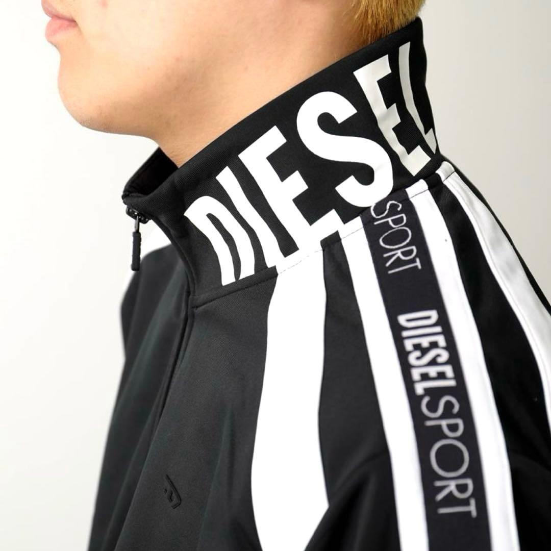 【美品】DIESEL SPORT トラックジャケット ロゴプリント 黒×白 S