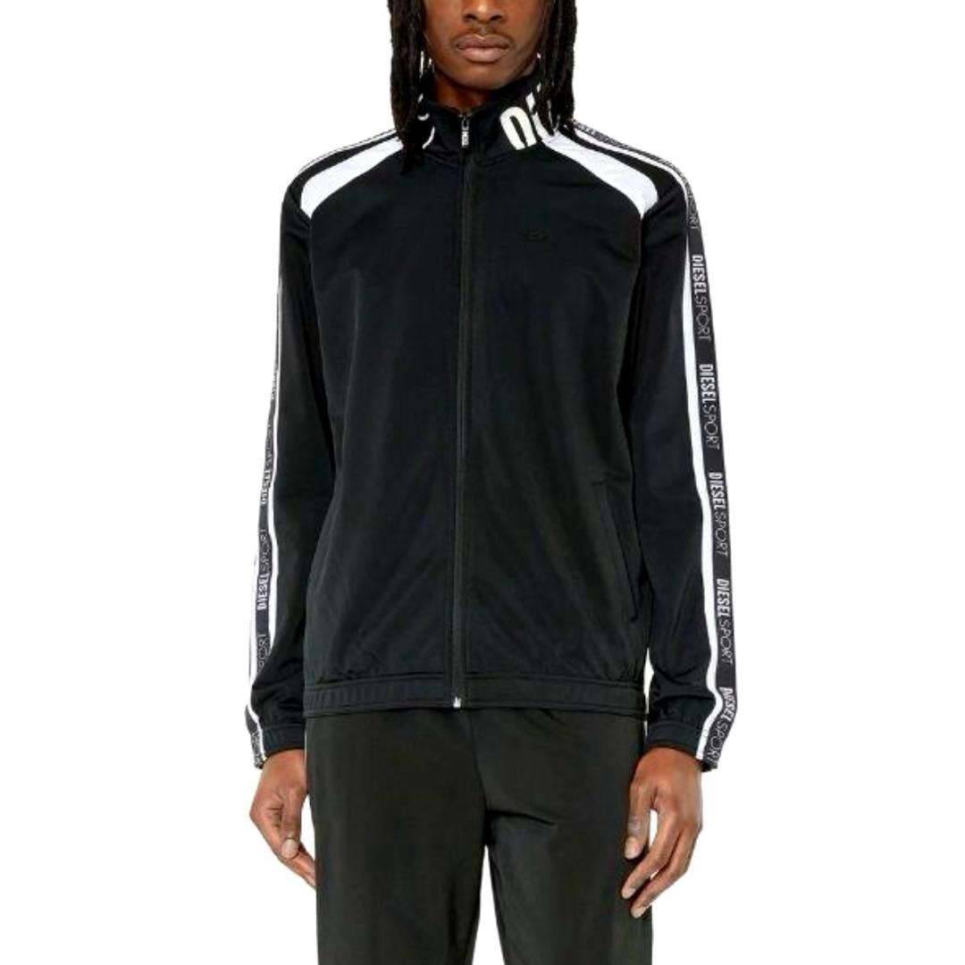 【美品】DIESEL SPORT トラックジャケット ロゴプリント 黒×白 S