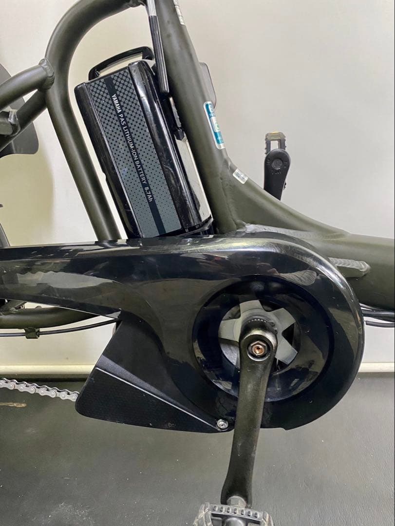 1年保証 ヤマハ　パスキッス　20インチ　子供乗せ　カーキ色　電動アシスト自転車