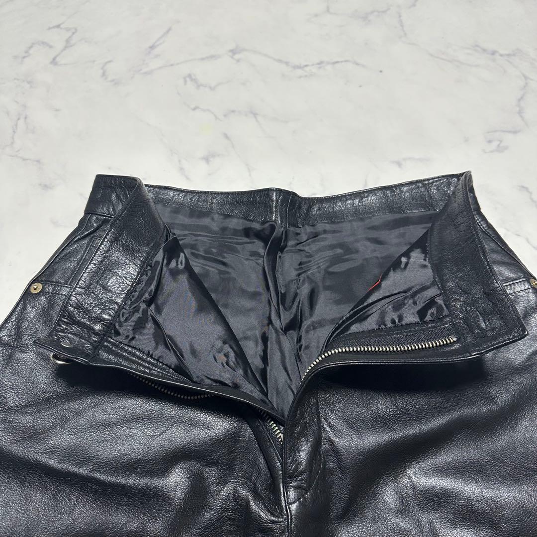 美品　CROSS WIZEクロスワイズ　レザーパンツ　牛革　サイズL ブラック