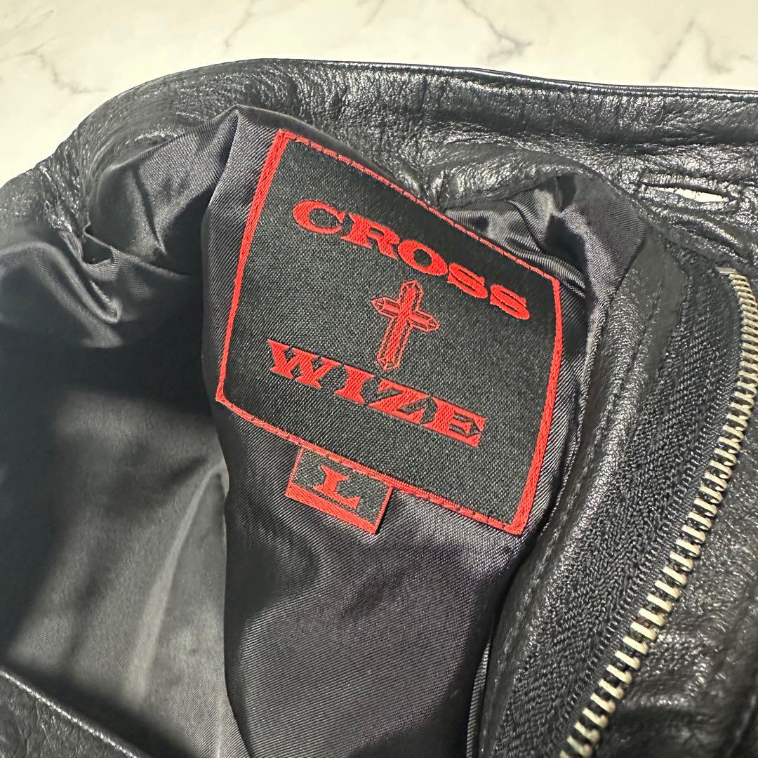 美品　CROSS WIZEクロスワイズ　レザーパンツ　牛革　サイズL ブラック