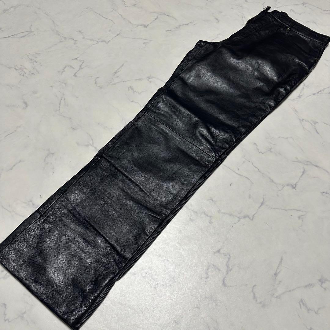 美品　CROSS WIZEクロスワイズ　レザーパンツ　牛革　サイズL ブラック