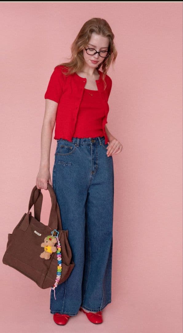 ALLISON BROWN デニム ワイドストレートパンツ ブルー 新品