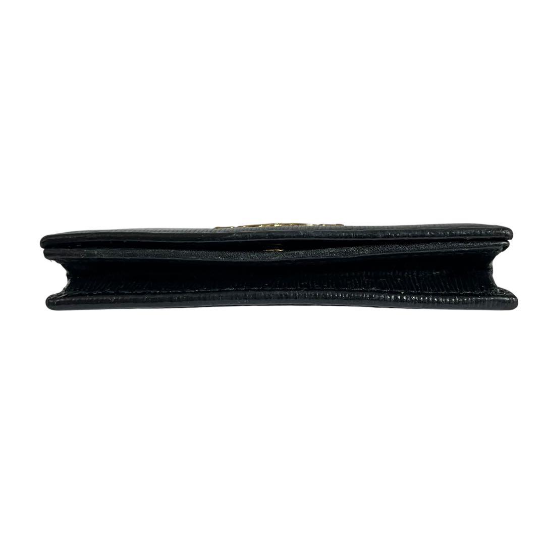 極美✨プラダ カードケース 名刺入れ ミニ財布 ヴィッテロムーブ ロゴ金具 黒