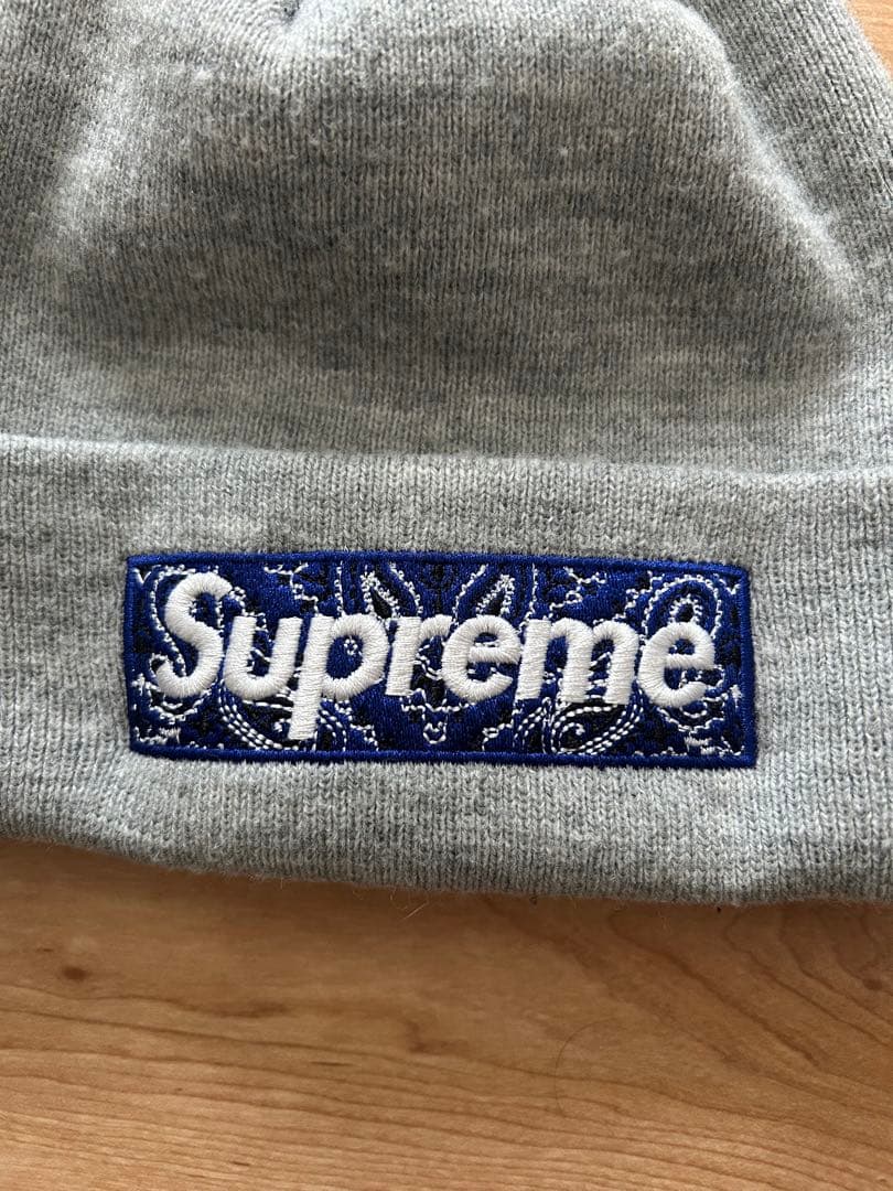 Supreme NEW ERA ニット帽　ビーニー　バンダナ　BOXロゴ　グレー