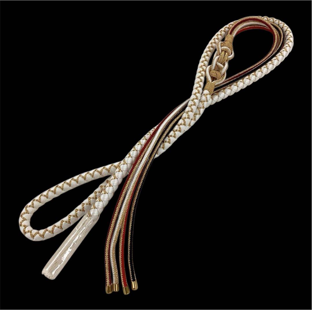 ◎mj-0001　新品　振袖用　帯締め　白×金　未使用品　10-22