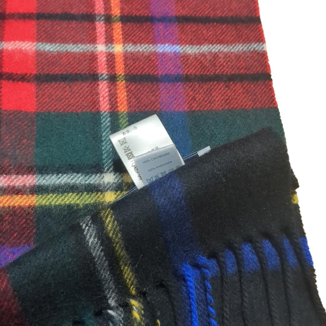 【美品】ジョンストンズ 国内正規品 カシミヤ ブラックスチュアート マフラー