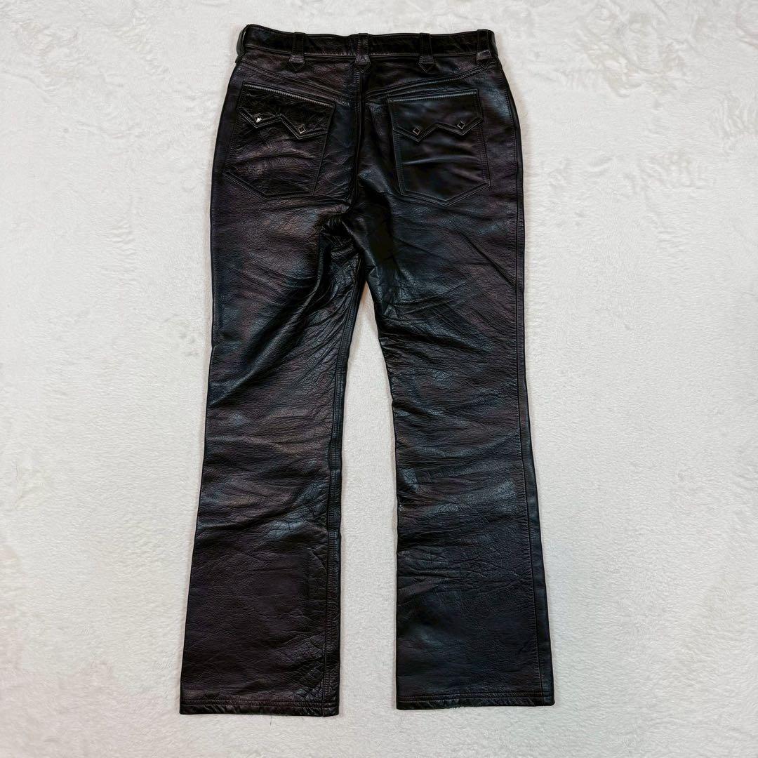 美品 36inch west ride バッファローレザー パンツ ブラック