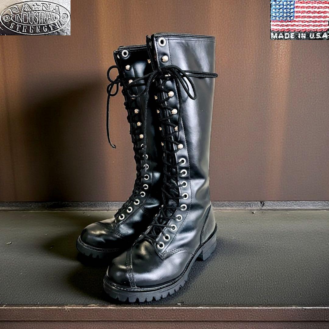 USA製 美品 NANA INDUSTRIAL ラインマンブーツ 黒 6D