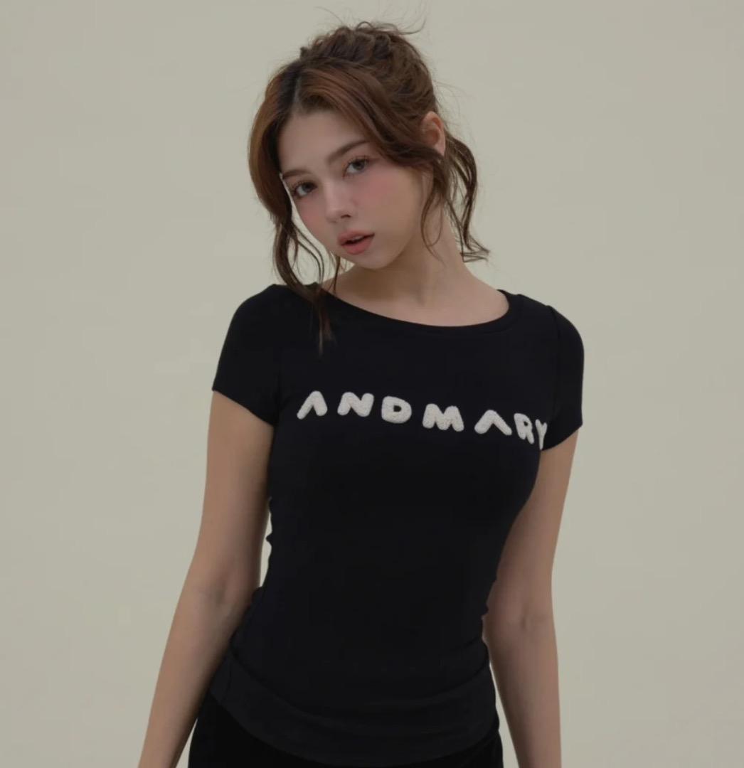 andmary Mary logo tops ブラック アンドマリー tops