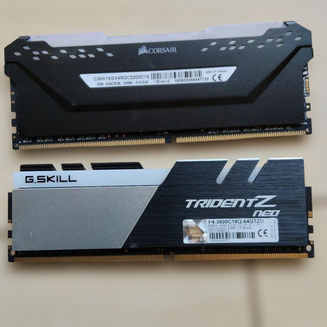 ジャンク品　DDR4 16GB1枚、G.SKILL DDR4-3600 1枚
