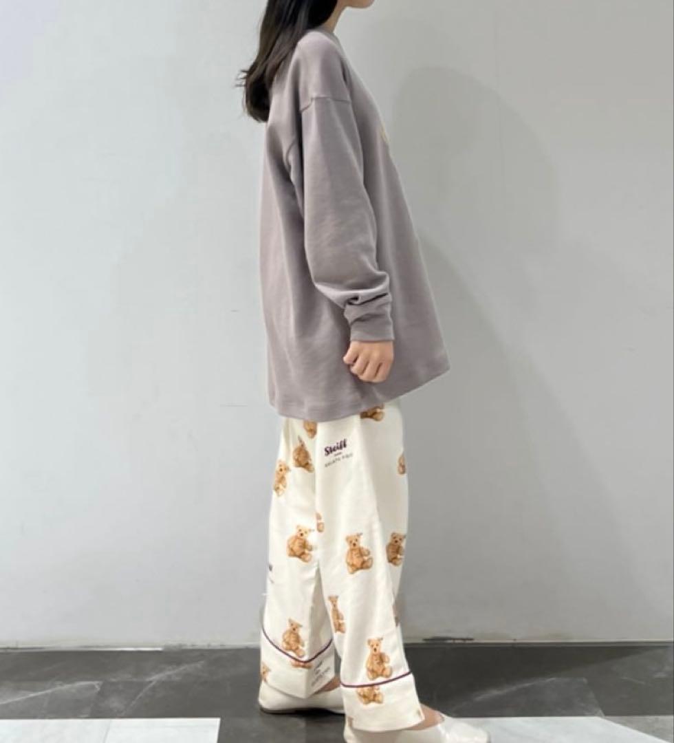 ジェラートピケ　シュタイフ　ワンポイントロングTシャツ＆総柄ネルロングパンツ