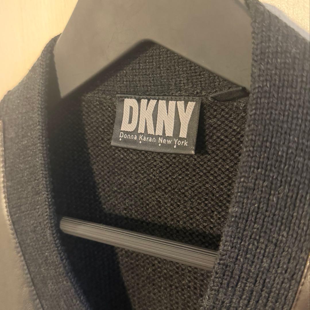 DKNY archive leather × wool best black