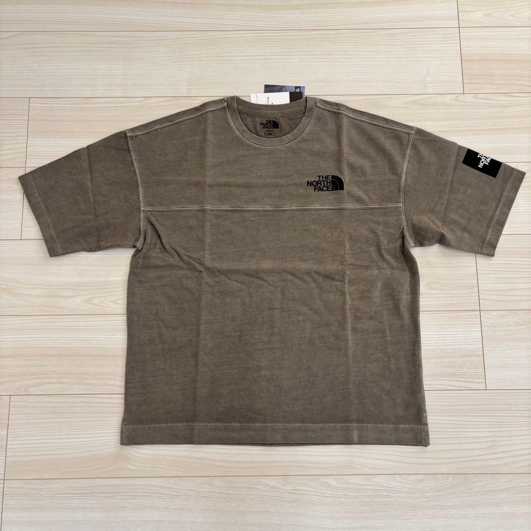 男女兼用／韓国限定 ノースフェイス ロゴ ステッチ Tシャツ ブラウン M