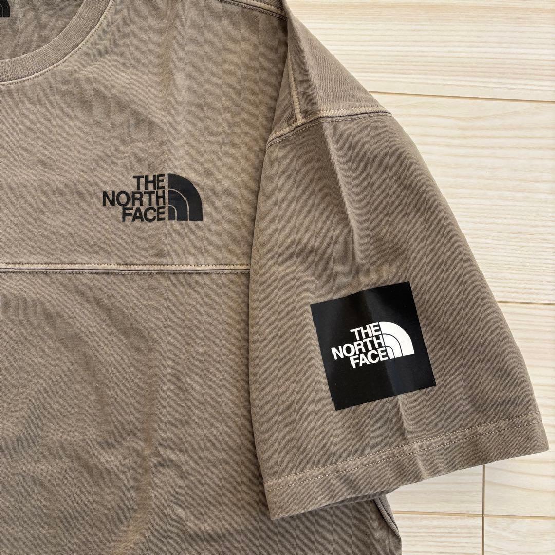男女兼用／韓国限定 ノースフェイス ロゴ ステッチ Tシャツ ブラウン M