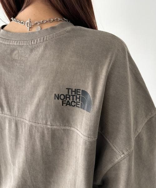 男女兼用／韓国限定 ノースフェイス ロゴ ステッチ Tシャツ ブラウン M