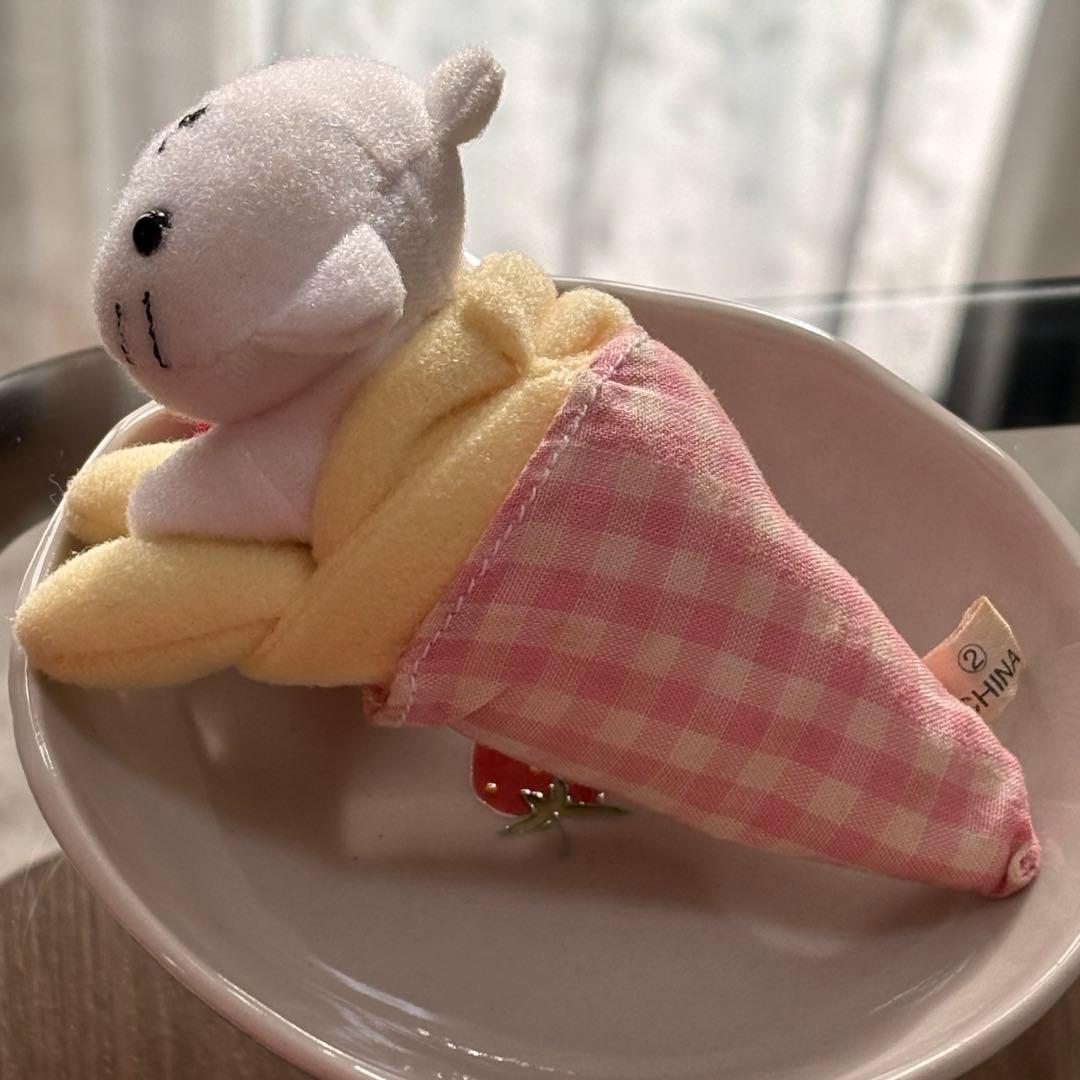 【希少】にゃんにゃんにゃんこ クレープ マスコット ぬいぐるみ カバヤ食玩