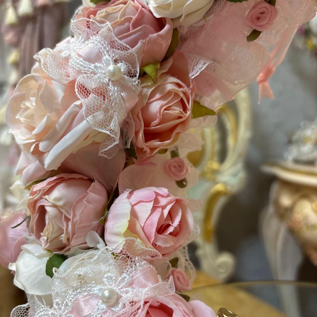 薄いピンクの薔薇リース 限定1点限り