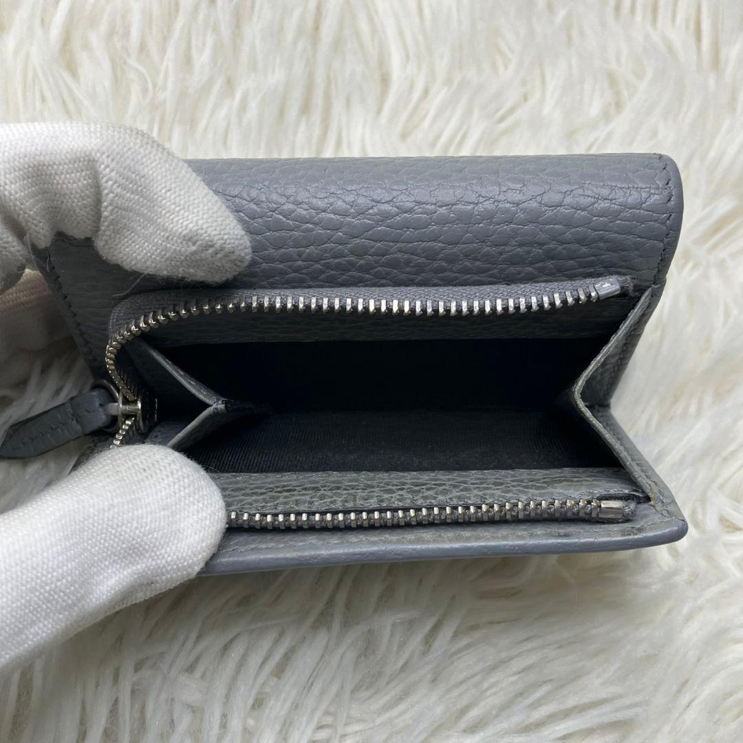 ✨極美品✨GUCCI 三つ折り　財布　プチマーモント　GGエンブレム　グレー
