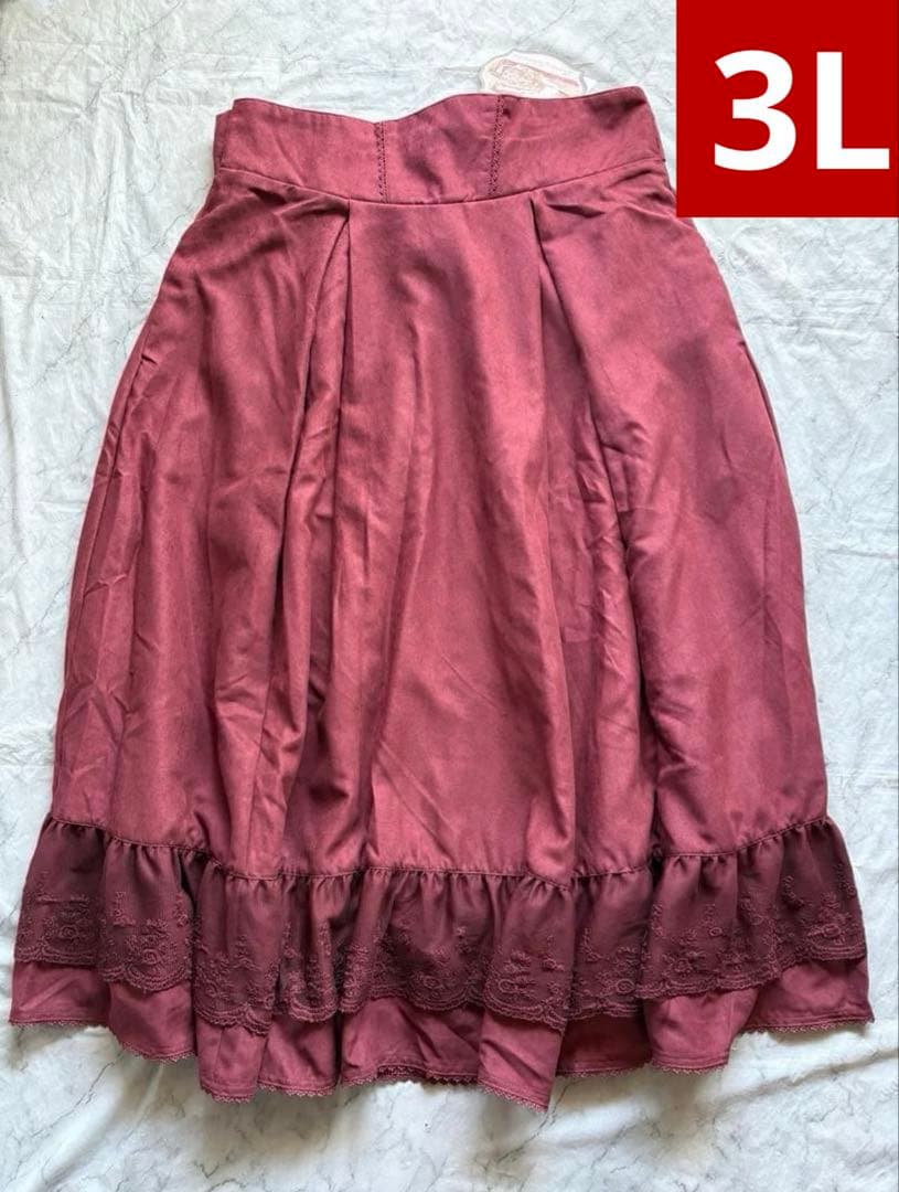 【超希少・3L】新品 くる実 ロングスカート ボルドー ノエル・ド・メモワール
