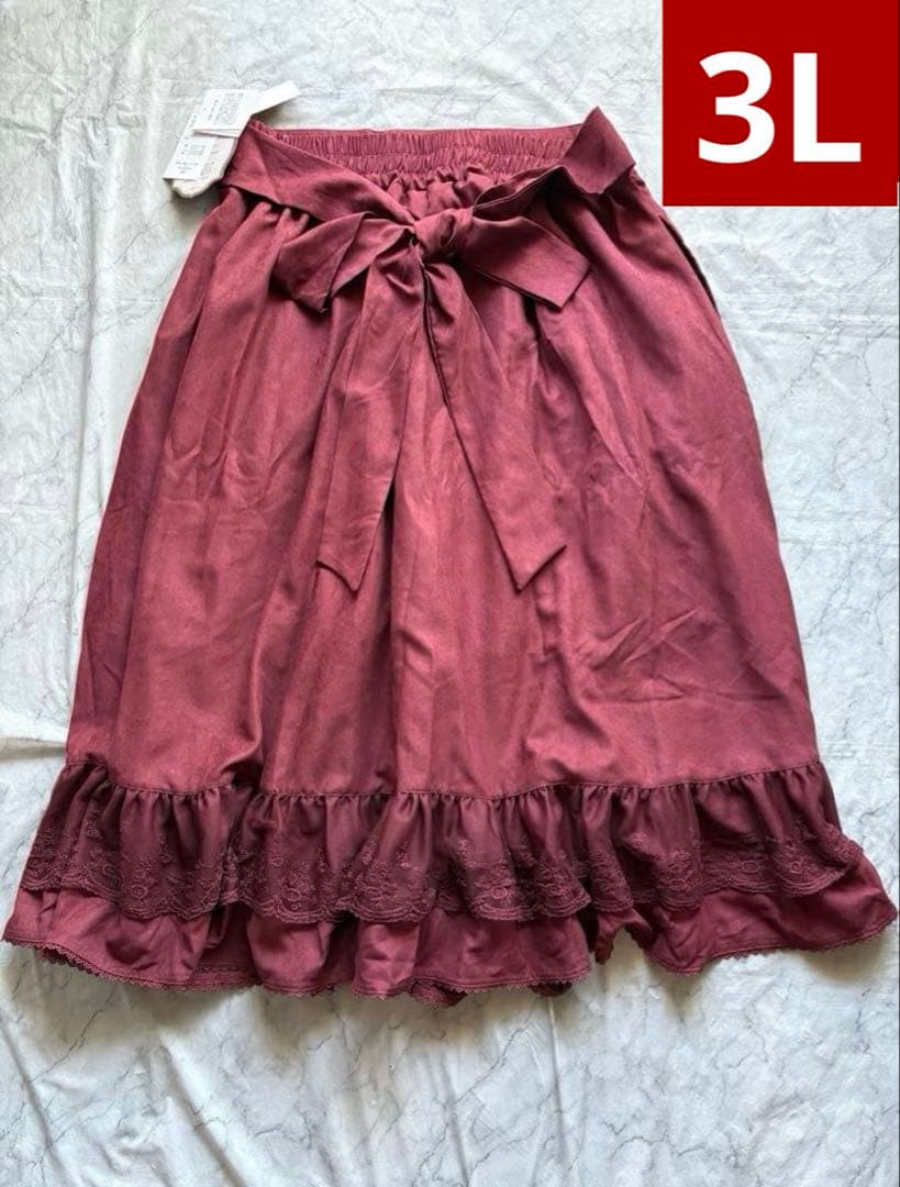 【超希少・3L】新品 くる実 ロングスカート ボルドー ノエル・ド・メモワール