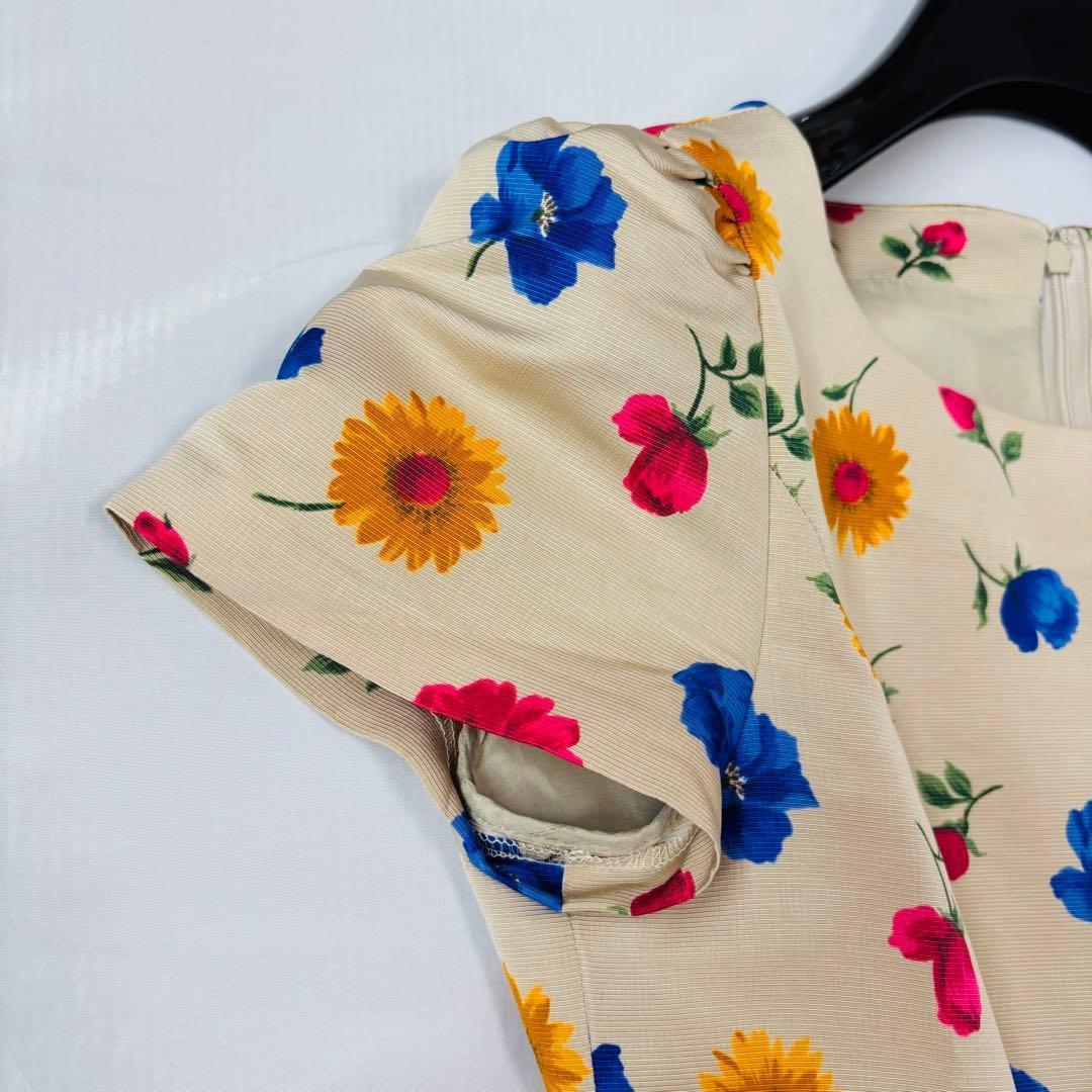 美品 エムズグレイシー フレア 花柄 ワンピース M