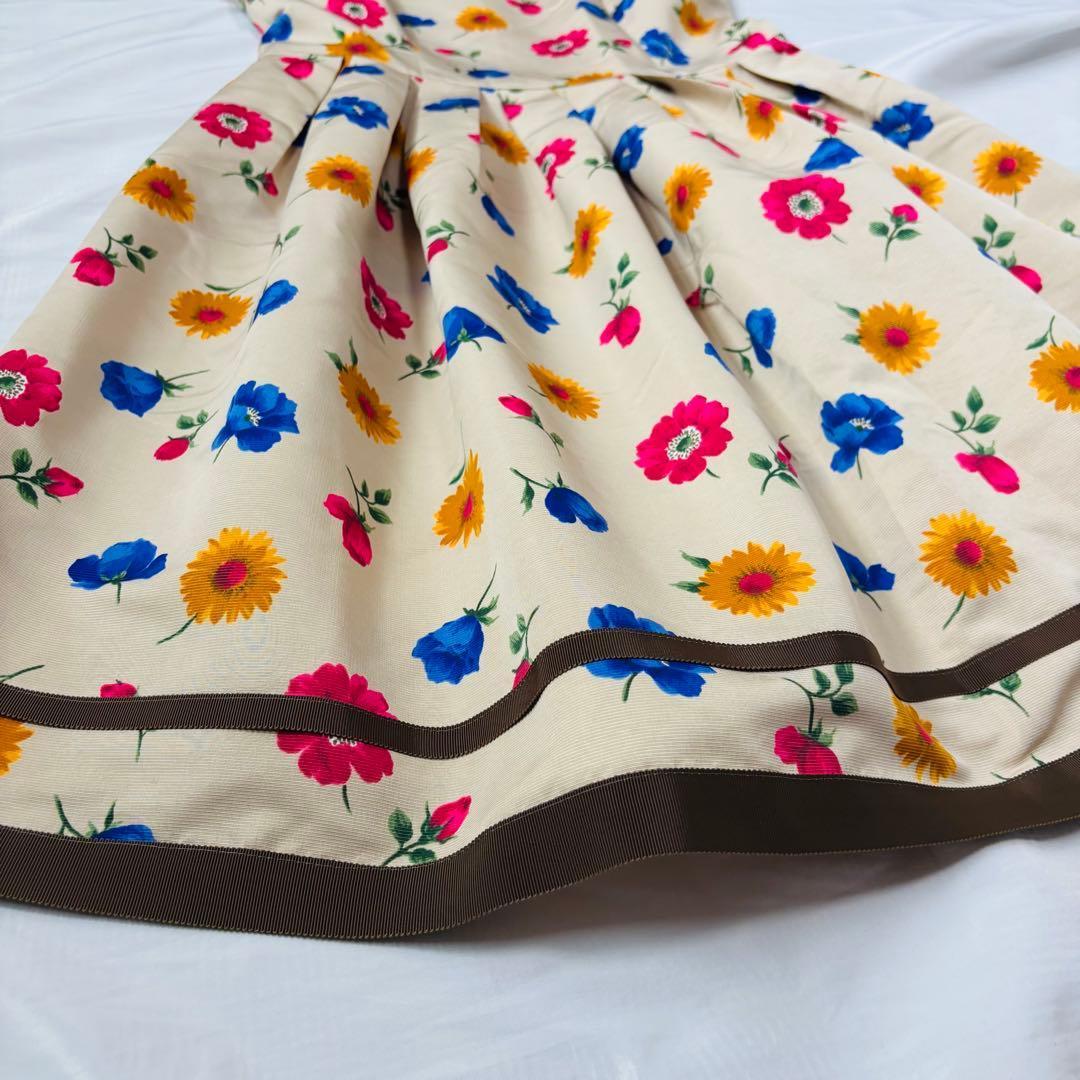 美品 エムズグレイシー フレア 花柄 ワンピース M