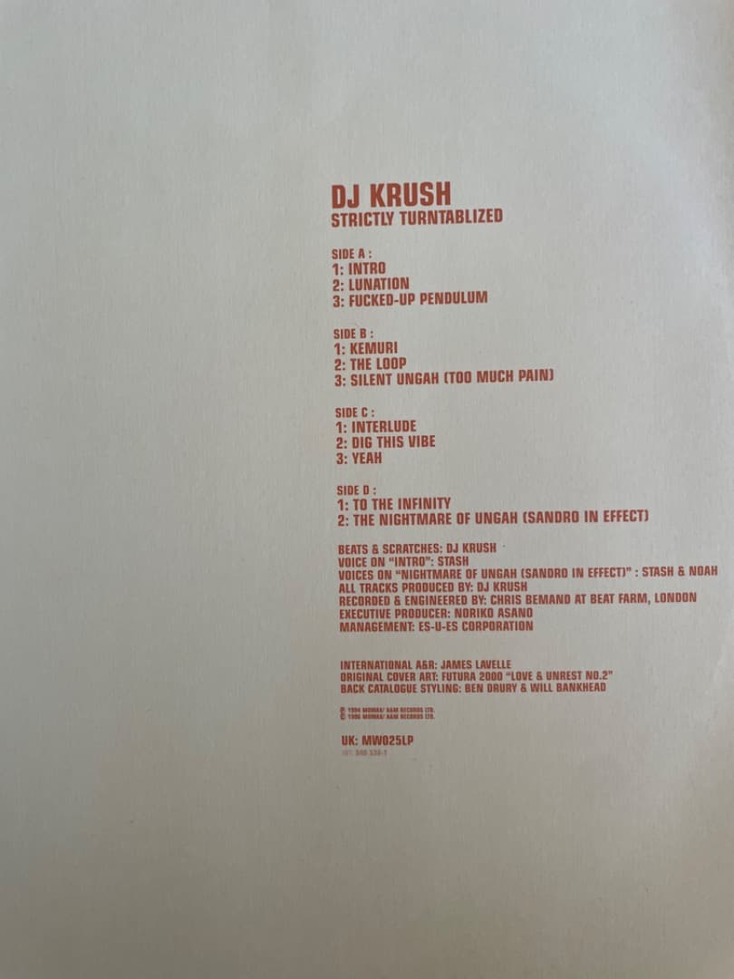 dj krush strictly turntablized 2LP レコード